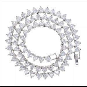 Tennis Heart Necklace, Heart Tennis Choker